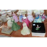 Tray of Coalport figurines: Debutant Series 'Lauren', 'Stella', 'Joanne', 'Lucinda, ' Cassie' etc.