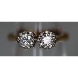 18ct gold illusion set 2 diamond dress ring. 2.g approx size G. (B.P. 21% + VAT)