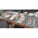 Eight trays of Royal Albert 'Old Country Roses' tea and dinnerware to include: ten cups and saucers,