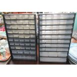 Two metal cabinets, filled with clear plastic pull-out drawers. (B.P. 21% + VAT)