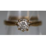 9ct gold diamond solitaire illusion set dress ring. 2.1g approx size J. (B.P. 21% + VAT)