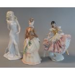 Royal Worcester porcelain figurine, 'Sunday Morning', together with a Coalport 'Dance of Dawn' and a