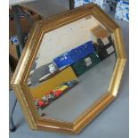 Modern, gilt framed, bevel plate octagonal mirror. 77x63cm approx. (B.P. 21% + VAT)
