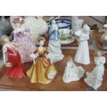 Tray of figurines, to include: Royal Doulton 'Strolling', 'Stephanie', 'Sally', Forever Yours'