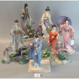Set of six Franklin Mint porcelain Japanese figures/princesses to include 'Akemi', 'Tamiko' etc. (