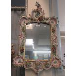 Dresden style wall mirror, ornately decorated with encrusted flowers and foliage. 80 high approx. (