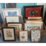 2 Boxes of assorted furnishing pictures, prints, tray etc. (B.P. 21% + VAT)
