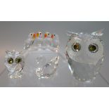 Collection of Swarovski Crystal birds to include 'Big Owl', 'Small Owl and Swan' and a Bird group on