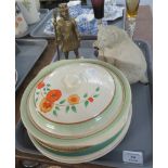 Tray of assorted items: Clarice Cliff, Newport Pottery, Art Deco hand-painted vegetable dish with
