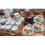 Two trays of assorted china to include: three Wedgwood Trios and a matching plate in the 'Poppy'