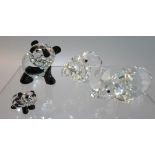 Collection of Swarovski Crystal Wild Animals to include, Rhinoceros, Hippopotamus and Panda with