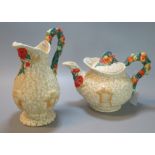 2 Clarice Cliff 'Celtic Harvest' design pottery items, to include jug and teapot, printed marks to