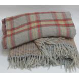 Vintage honeycomb blanket together with another check blanket. (B.P. 21% + VAT)