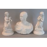 19th century Copeland Parian Ware bust of Victoria I together with a pair of Parian Ware type