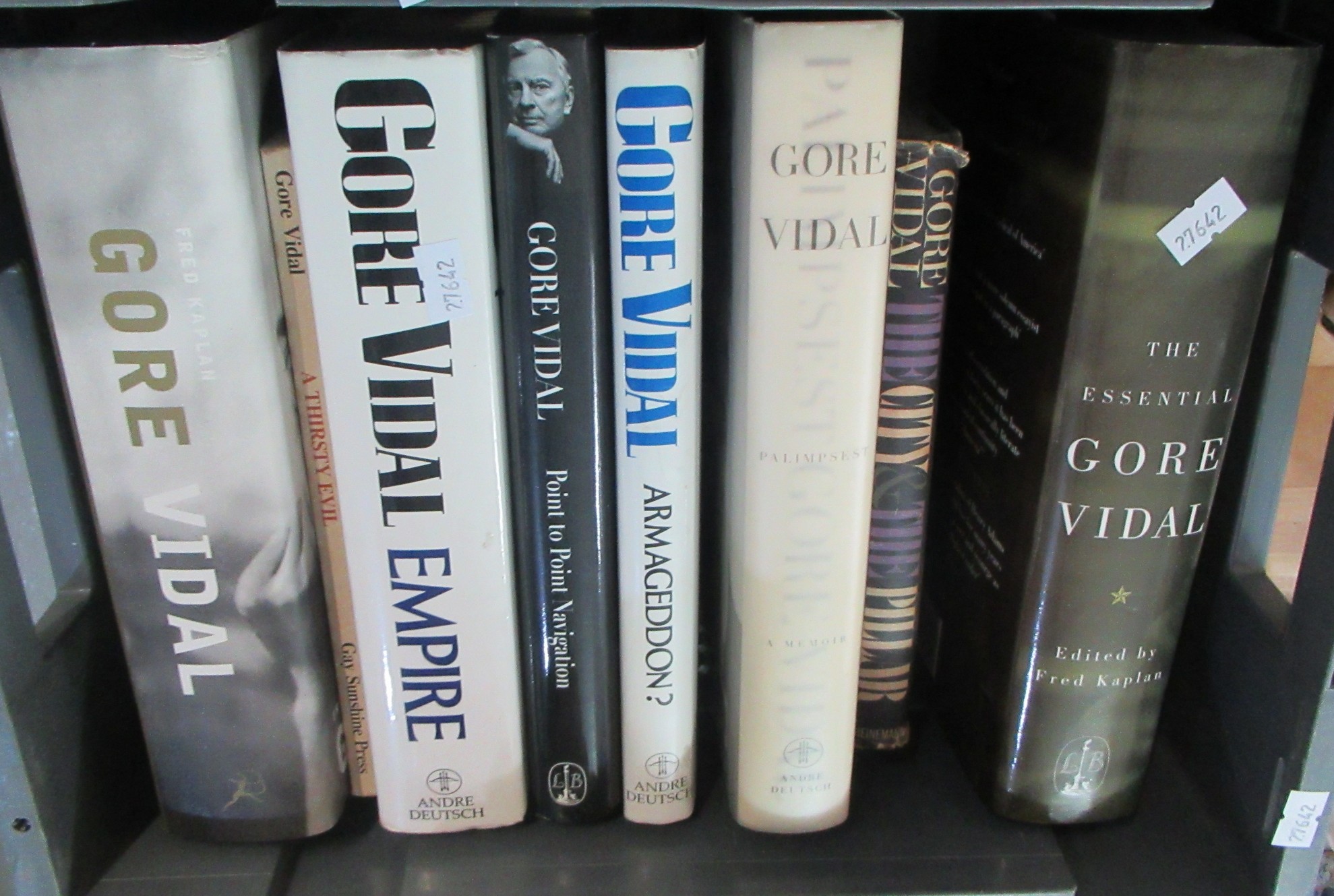 Box of mainly hard back books, by or about Gore Vidal: 'Gore Vidal, a Biography', Fred Caplan, Books