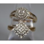 2 gold dress rings set with diamond chips 5.6g approx ring size N (2) (B.P. 21% + VAT)
