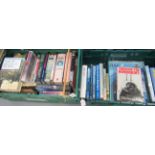 2 boxes of hard-back books, military and war theme, to include: 'Home run Escape from Nazi Europe'