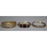 Group of 3 9ct gold dress rings, Celtic design and 2 stone set. 4.8 g approx (3) (B.P. 21% + VAT)