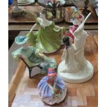 Five Royal Doulton figurines: 'Monica', 'The Ascot', 'Lynne', 'Christmas Morn' and from the