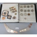 An album of GB copper coinage, nickel-plate and silver coins, shillings, half crowns, foreign