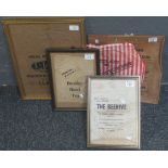 A group of framed and unframed local Welsh shop carrier bags, to include: 'The Beehive LLanelly', '