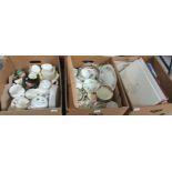 3 boxes of assorted china, to include Tuscan fine bone china 'Dogwood', part tea ware, Royal Doulton