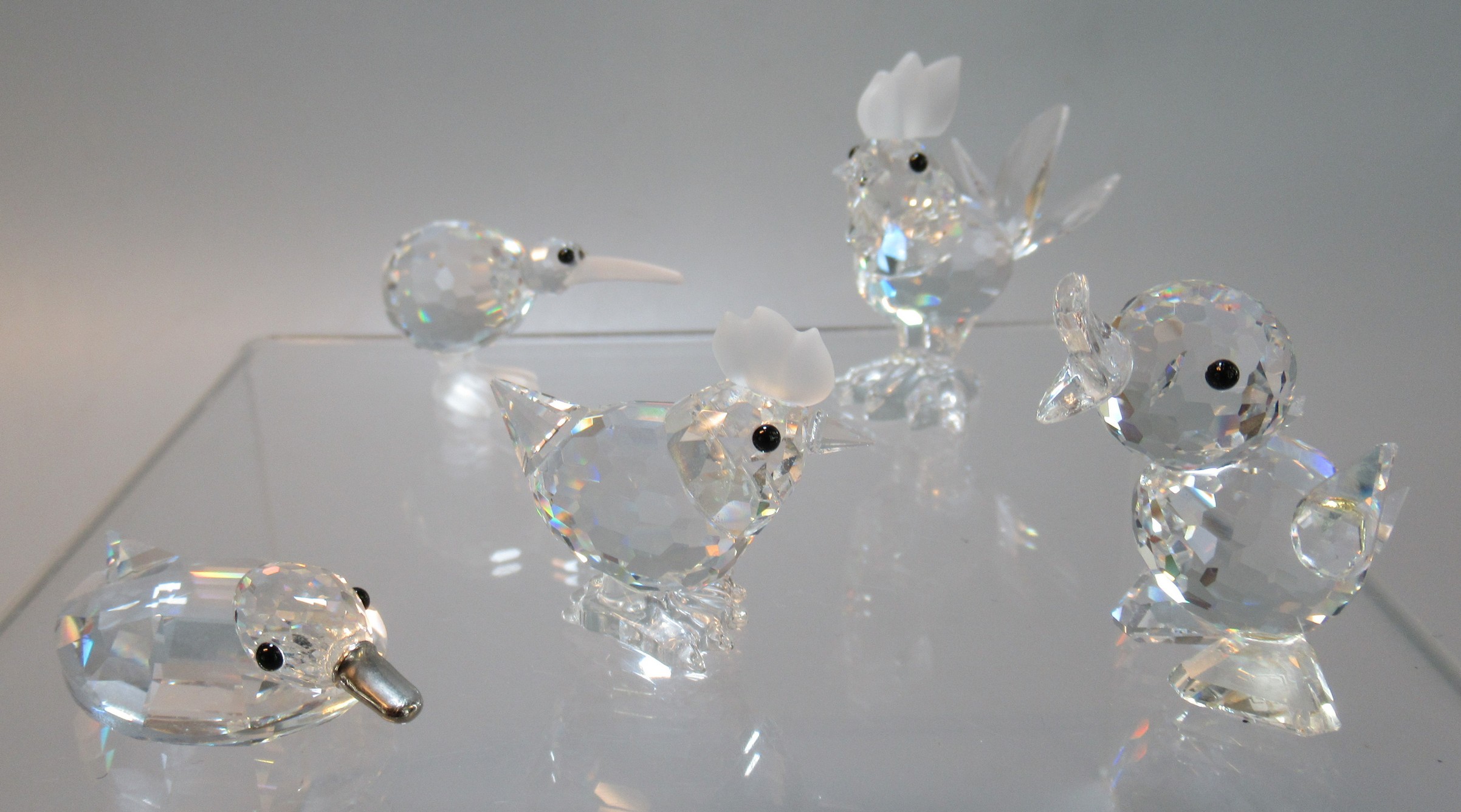 Collection of Swarovski Crystal Farmyard Birds, to include 'Hen', Swimming and Standing 'Duck', '