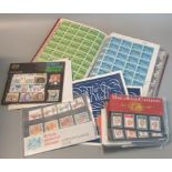 Great Britain collection of mint sheets and part sheets of stamps late 1960's-1970's in four display