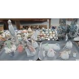 Two trays, one with five Lladro figurines of girls, including a Ballet Dancer and Girl with a