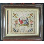 Late 19th century Welsh needlepoint sampler by Ann Thomas aged 15years. 36x46cm approx. (B.P.