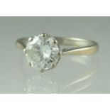 A Diamond solitaire ring. The brilliant cut diamond an estimated 1.33cts and secured in an 8 claw