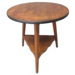 Traditional 19th century Welsh pine cricket table with under tier. 77cm diameter x 76cm high. (B.