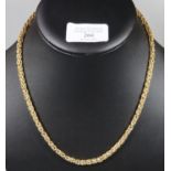 A 9ct gold fancy link necklace. Length 20 inches. Approx weight 19.8 grams. (B.P. 21% + VAT)