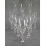 Set of eleven Carl Faberge 'Snow Dove' crystal glass champagne flutes. (11) Marks to the base.