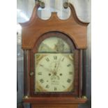 19th century Welsh mahogany eight day long case clock marked R Blethyn, Pembroke, the case with
