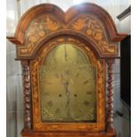 19th century Dutch marquetry eight day two train long case clock, the brass face marked Benjamin