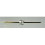 Victorian 15ct gold diamond bar brooch. Set with an old cut diamond. (B.P. 21% + VAT)