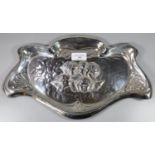 Art Nouveau silver dressing table tray raised with Reynolds Angel decoration by Walter Hayes