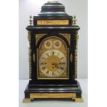 Large early 19th century ebonised bracket clock by Thomas Turner of London, the case having caddy