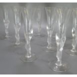 Set of twelve Carl Faberge 'Snow Dove' crystal glass sherry glasses. (12) Marks to the base. 18cm