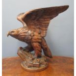 Good quality carved wooden, possibly walnut, study of an Eagle with out swept wings and naturalistic