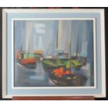 George Bass (British mid 20th century), 'Norfolk Regatta', oils on board. Inscribed verso. 51x61cm