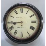 19th century single train fusee school type wall clock by Arnold and Lewis, Manchester having