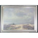 J van den Sojlbergh? (20th century Belgian or Dutch), expansive landscape with sand-dunes, signed,