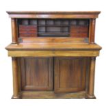 Early 19th century rosewood Secretaire, the pierced gallery top above a moulded cornice flanked by