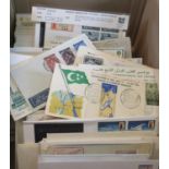 Box of European and foreign stamp First Day covers 100's. (B.P. 21% + VAT)