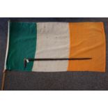 Early 20th Century Republic of Ireland flag. Together with a vintage walking cane with horn handle