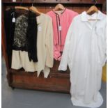 Four items of late 19th/early 20th clothing to include; a lady's pink woollen check bodice with