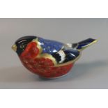 Royal Crown Derby china paperweight, 'Bullfinch' with gold stopper, in original box. (B.P. 21% +