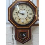 Early 20th Century mahogany octagonal two train wall clock marked 'Seth Thomas'. (B.P. 21% + VAT)